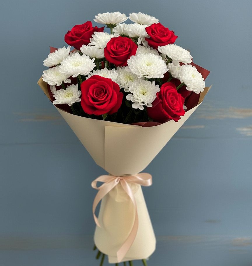 Букет цветов из: Розы и Хризантемы в Угре