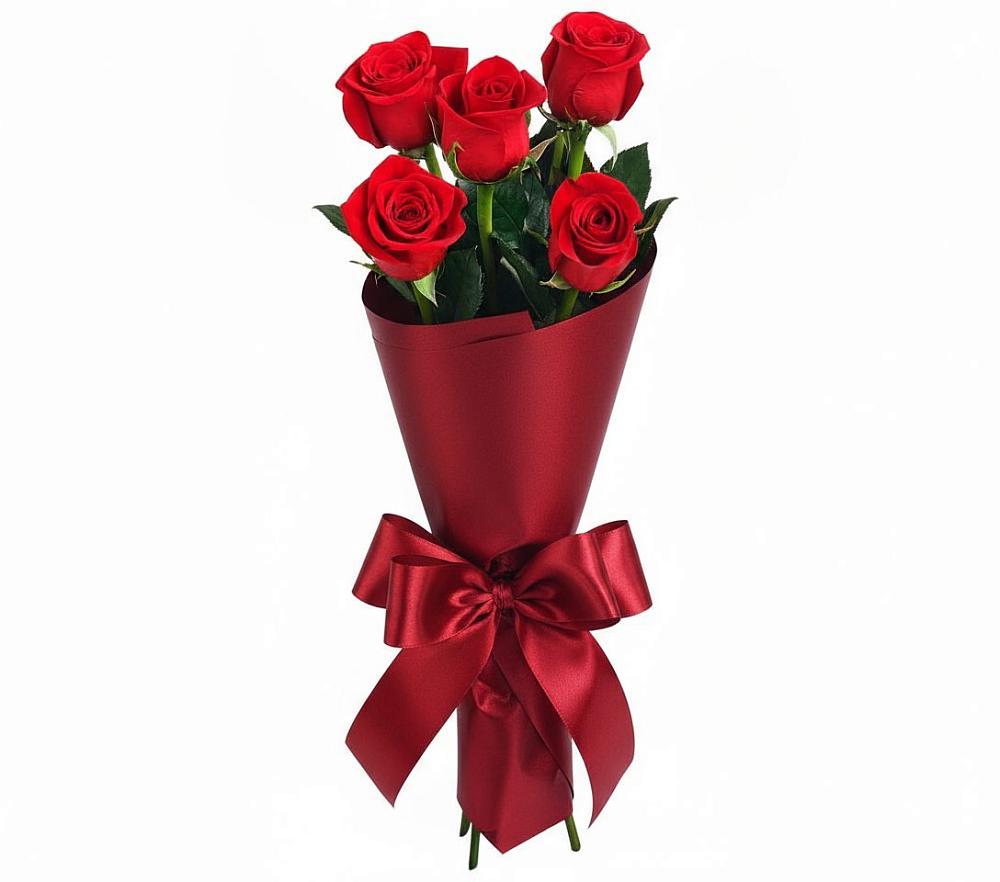 Букет 5 Красных роз Эдлесс Лав в Угре