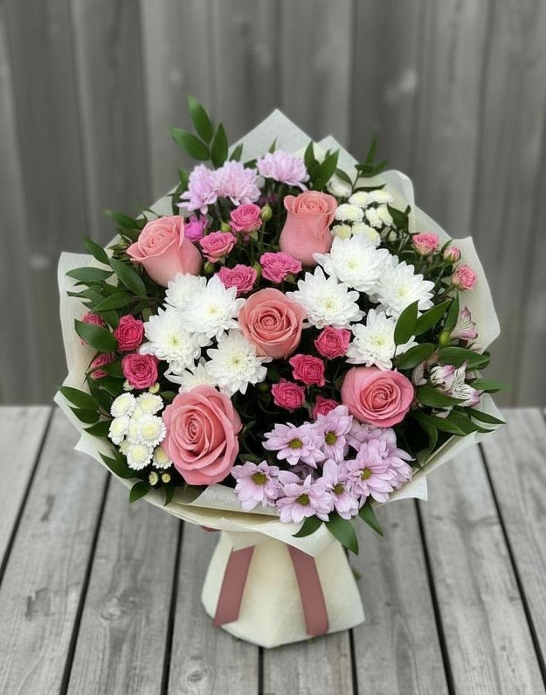 Букет цветов из: Альстромерии, Гвоздики, Розы и Хризантемы в Угре