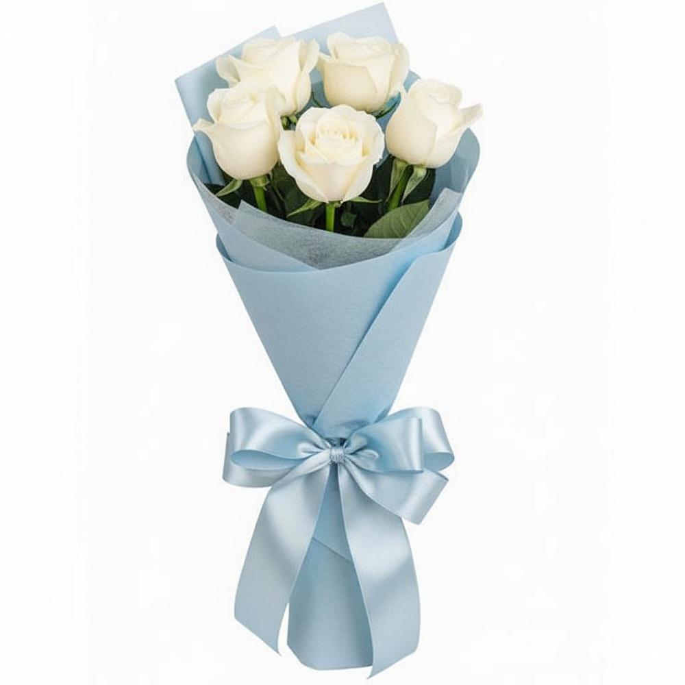 Букет 5 Белых роз Проуд в Угре