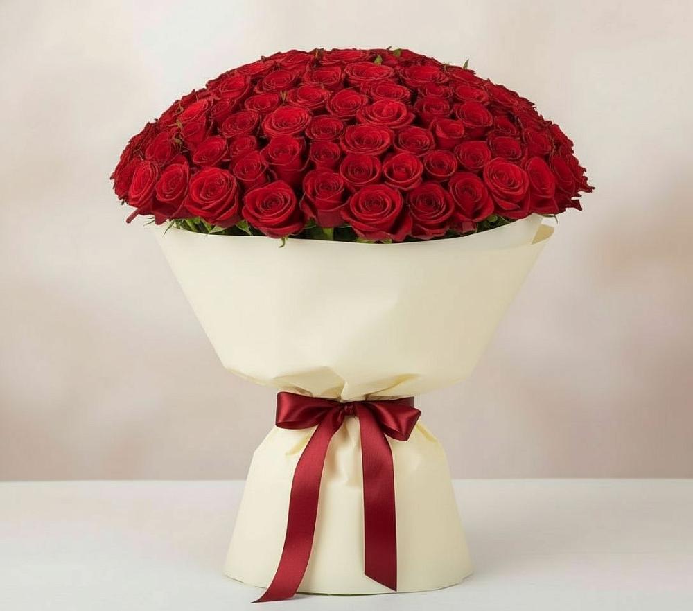 Букет 101 Красная роза Милано в Угре