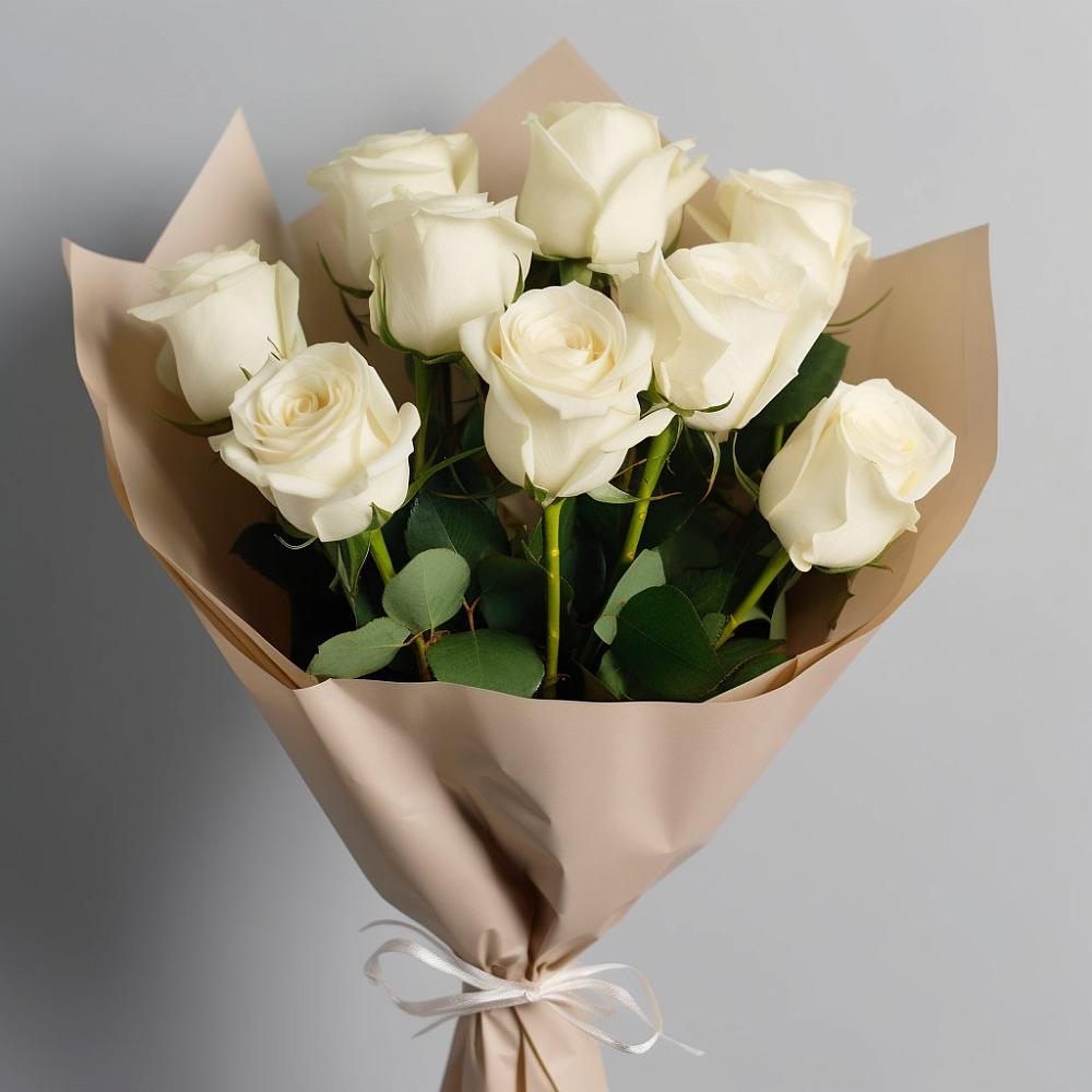 Букет 9 Белых роз Эдлесс Лав в Угре