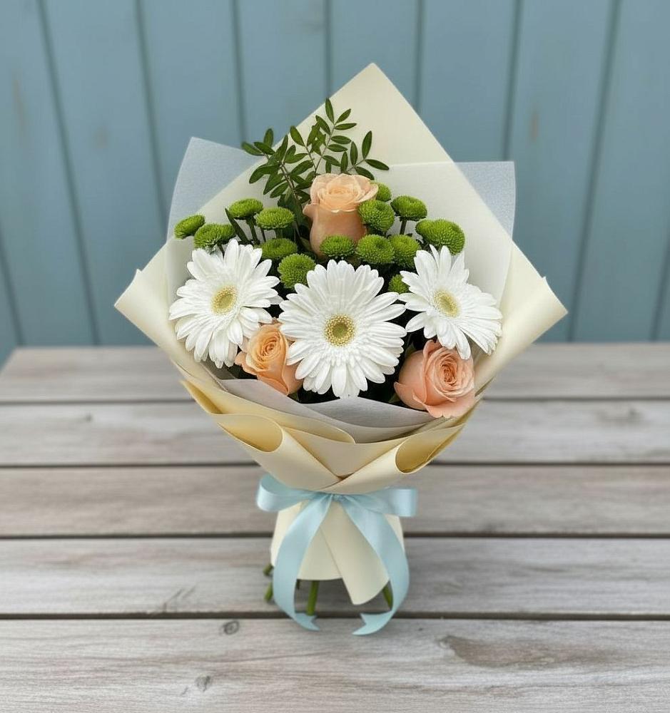 Букет цветов из: Герберы, Розы и Хризантемы в Угре