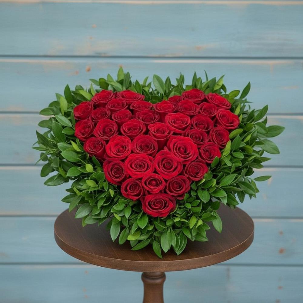 Цветочная композиция из Розы в виде сердца в Угре