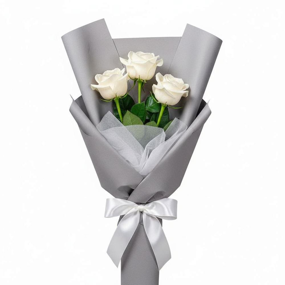 Букет 3 белые розы в Угре