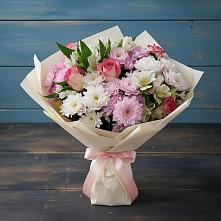 Букет цветов из:  Хризантемы, Альстромерии и Розы в Угре