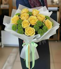 Букет цветов из:  Хризантемы и Розы в Угре