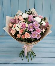 Букет цветов из:  Хризантемы, Розы и Альстромерии в Угре