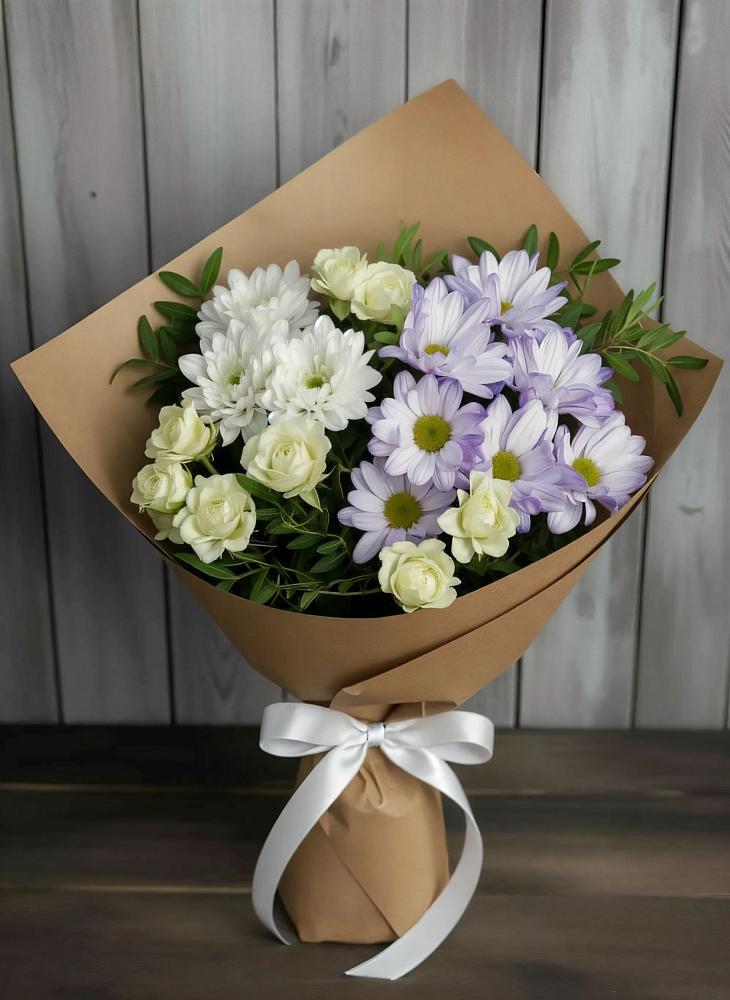Букет цветов из: Хризантемы и Розы в Угре
